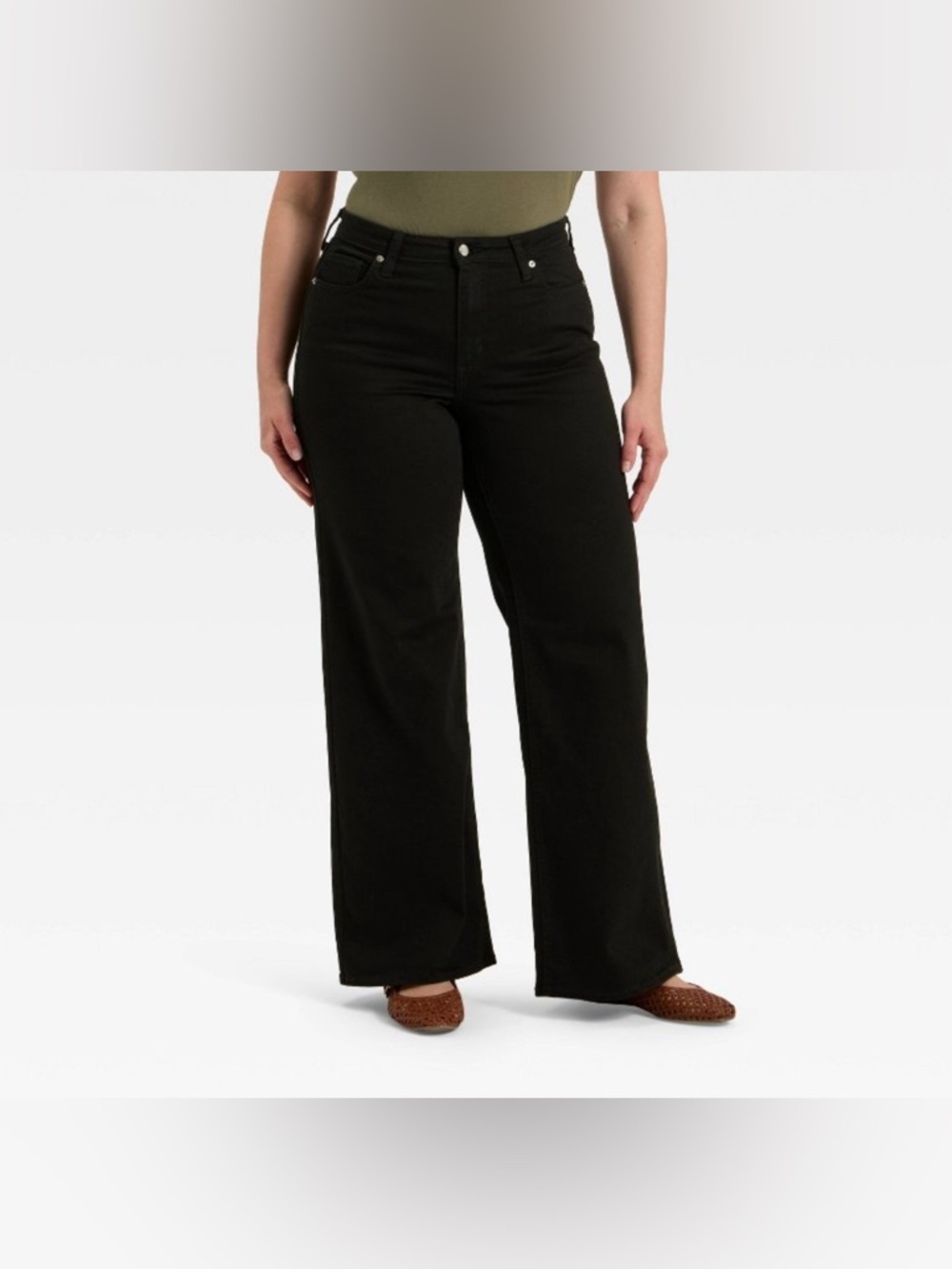 NWT-14 Highest Rise Wide Leg 
classic Y2K soft Black Jeans